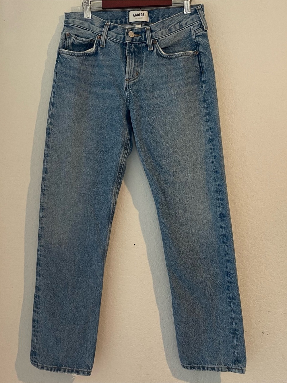 AGOLDE Amber Jeans Women’s 25 Light Wash High Rise Straight Leg Organic Cotton